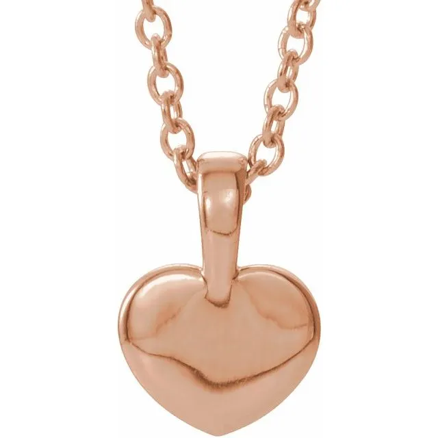 14K Rose Gold 01 CT Diamond Youth Heart 16 Necklace TreasureFineJewelers Necklaces