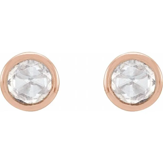 14K Rose Gold 18 CTW Rose GoldCut Natural Diamond BezelSet Earrings TreasureFineJewelers Earrings