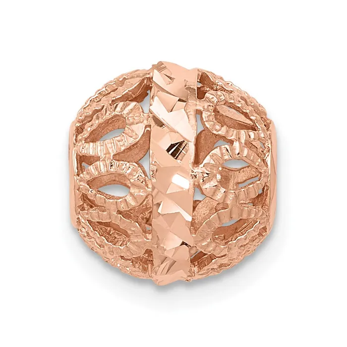 14k Rose Gold Diamondcut Filigree Ball Chain Slide TreasureFineJewelers Necklaces