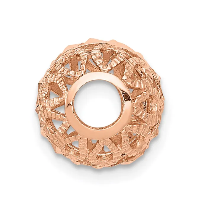 14k Rose Gold Diamondcut Filigree Ball Chain Slide TreasureFineJewelers Necklaces