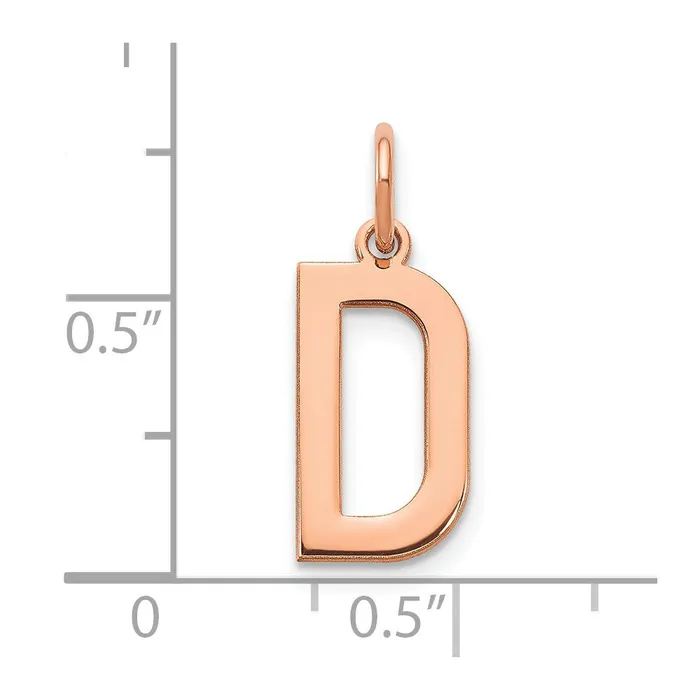 14k Rose Gold Letter D Initial Pendant TreasureFineJewelers Necklaces