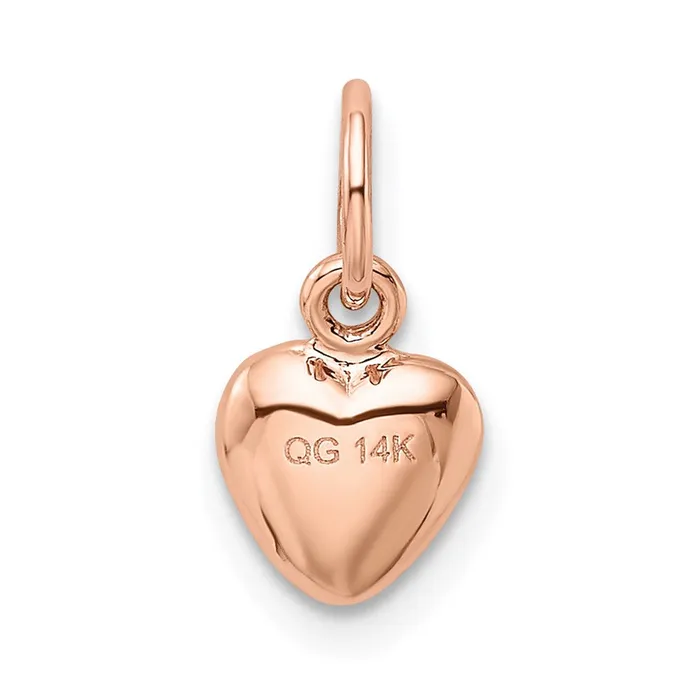 14K Rose Polished 3D Puffed Heart Charm TreasureFineJewelers Charm Necklaces