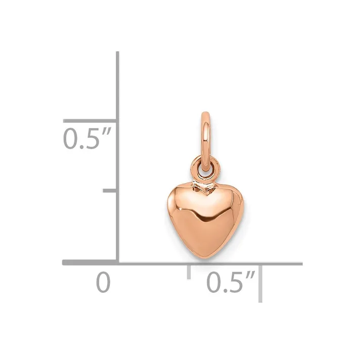 14K Rose Polished 3D Puffed Heart Charm TreasureFineJewelers Charm Necklaces