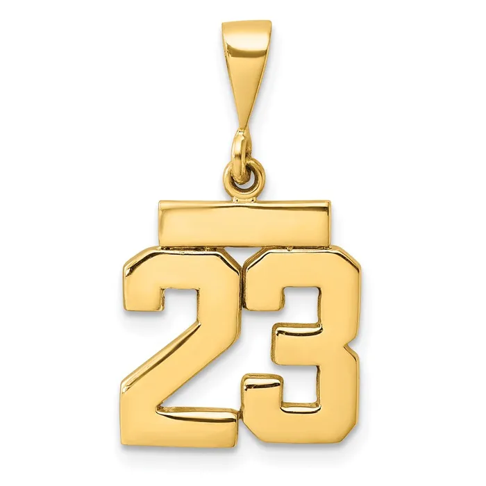 14k Small Polished Number 23 Charm TreasureFineJewelers Charm Necklaces