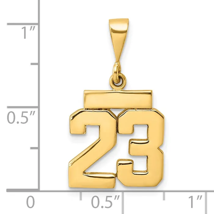 14k Small Polished Number 23 Charm TreasureFineJewelers Charm Necklaces