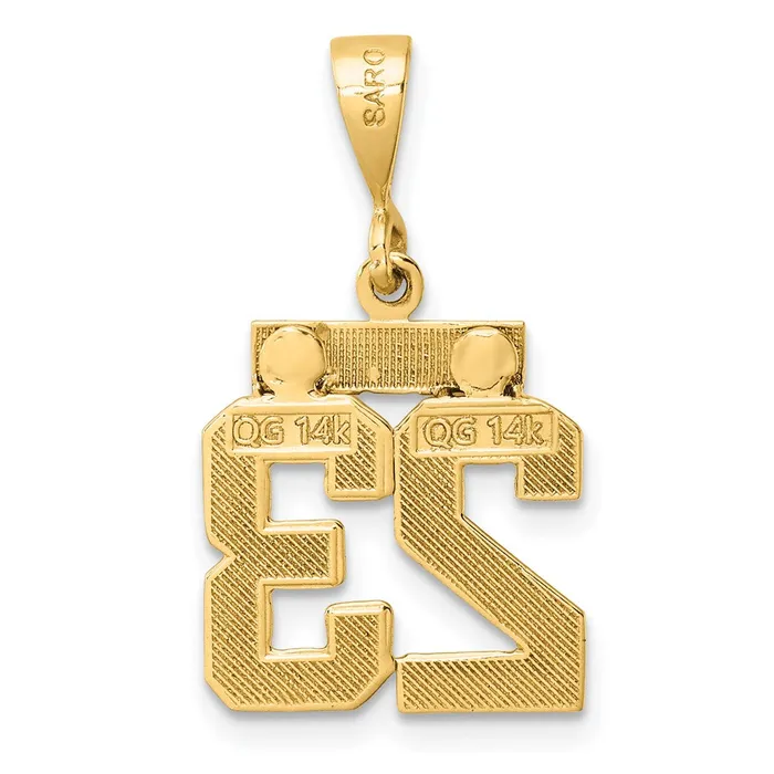 14k Small Polished Number 23 Charm TreasureFineJewelers Charm Necklaces