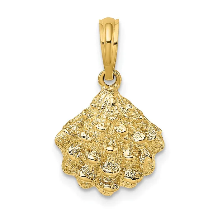 14K Textured Oyster Shell Charm TreasureFineJewelers Charm Necklaces