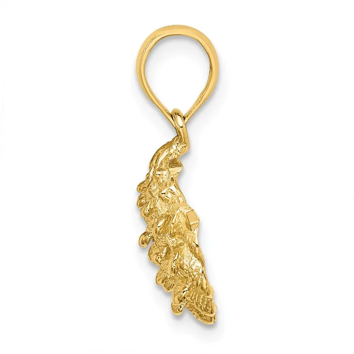 14K Textured Oyster Shell Charm TreasureFineJewelers Charm Necklaces