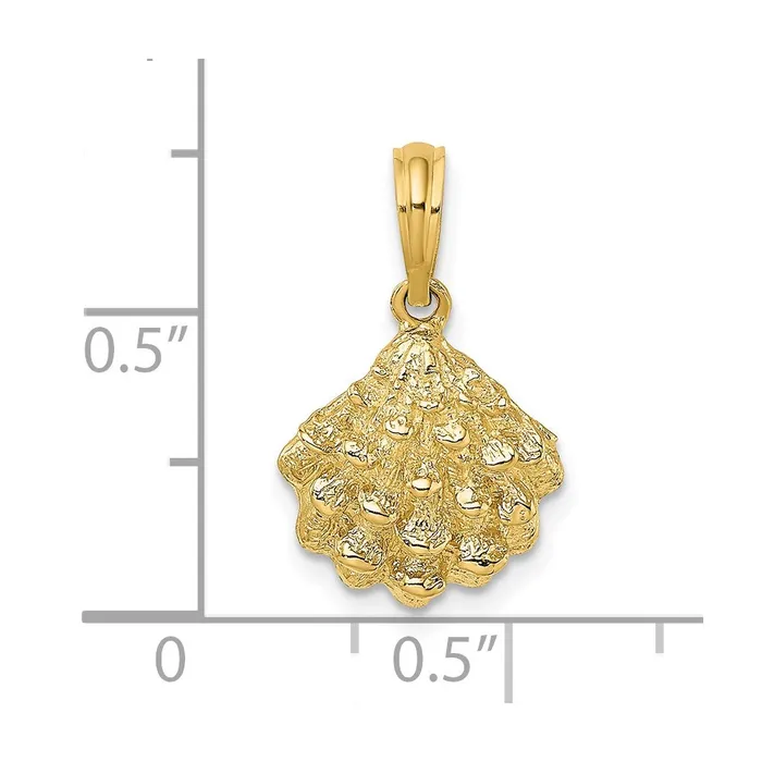 14K Textured Oyster Shell Charm TreasureFineJewelers Charm Necklaces