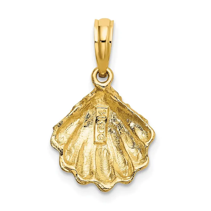 14K Textured Oyster Shell Charm TreasureFineJewelers Charm Necklaces