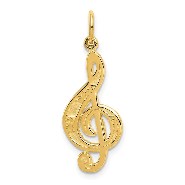 14k Treble Clef Charm TreasureFineJewelers Charm Necklaces