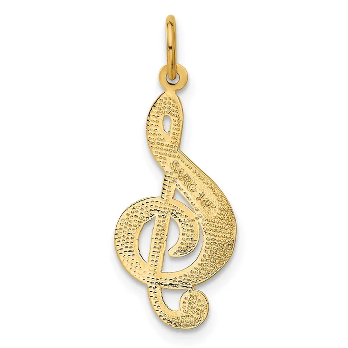 14k Treble Clef Charm TreasureFineJewelers Charm Necklaces