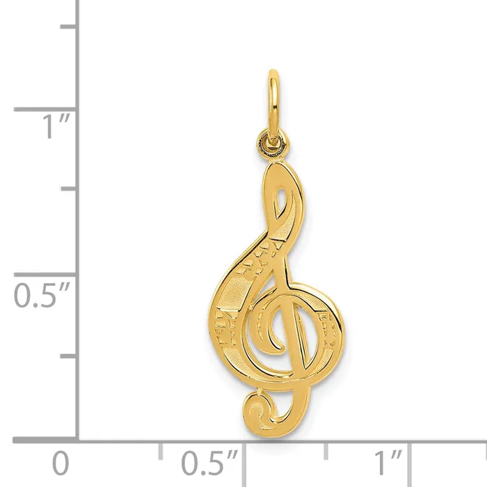 14k Treble Clef Charm TreasureFineJewelers Charm Necklaces
