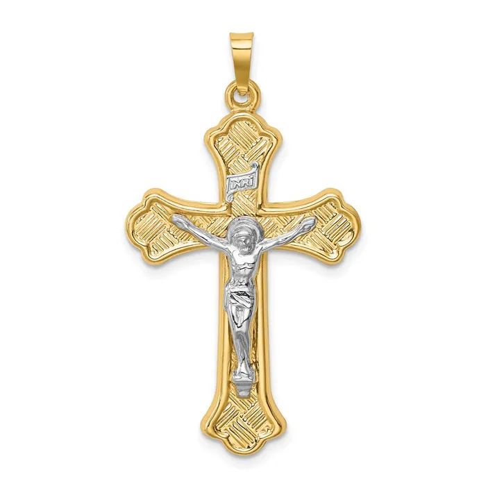 14k Twotone Hollow Polished Woven Fleur de Lis Crucifix TreasureFineJewelers Rings 14k Twotone Hollow Polished Woven Fleur de Lis Crucifix TreasureFineJewelers Rings