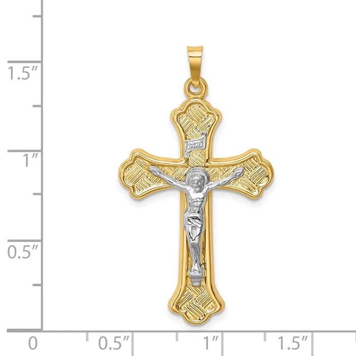 14k Twotone Hollow Polished Woven Fleur de Lis Crucifix TreasureFineJewelers Rings