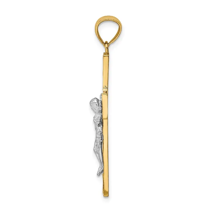 14K TwoTone Satin Polished DC Crucifix WVines Pendant TreasureFineJewelers Rings