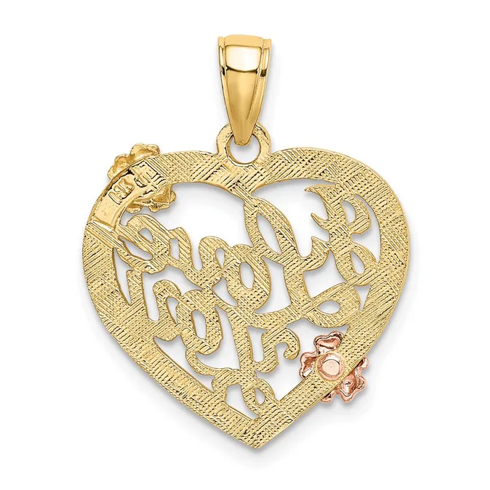 14k Twotone wWhite Rhodium I LOVE YOU Heart wFlowers Charm TreasureFineJewelers Rings