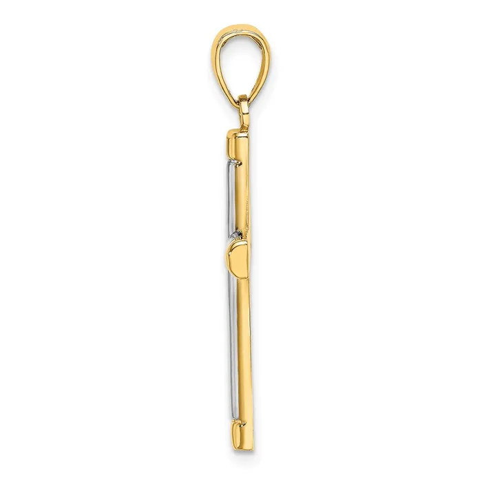 14K W Rhodium Polished Tubular Cross Charm TreasureFineJewelers Charm Necklaces