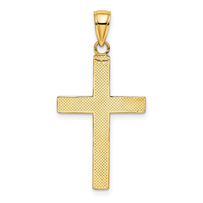 14K W Rhodium Polished Tubular Cross Charm TreasureFineJewelers Charm Necklaces