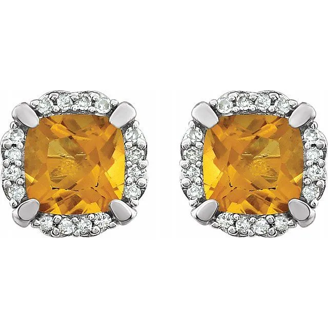 14K White Citrine 110 CTW Diamond Earrings TreasureFineJewelers Earrings