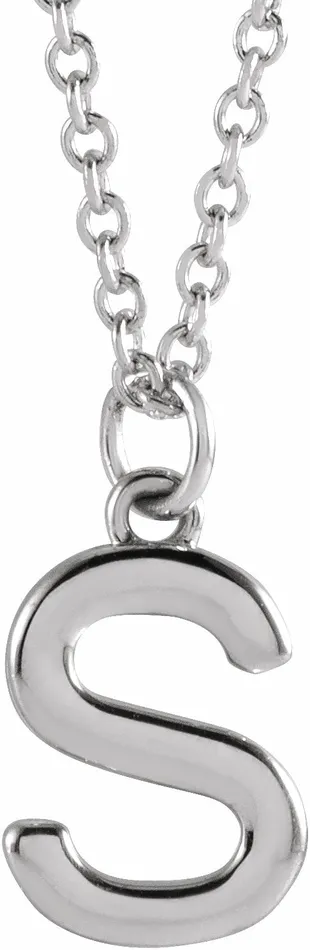 14K White Gold Initial S Dangle 18 Necklace TreasureFineJewelers Necklaces 14K White Gold Initial S Dangle 18 Necklace TreasureFineJewelers Necklaces