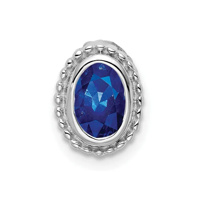 14k White Gold Oval Sapphire Chain Slide TreasureFineJewelers Necklaces