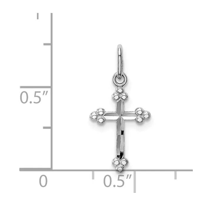 14k White Gold Polished DC Small Budded Cross Charm TreasureFineJewelers Charm Necklaces