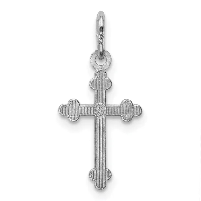 14k White Gold Polished DC Small Budded Cross Charm TreasureFineJewelers Charm Necklaces