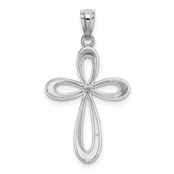 14k White Gold Polished Ribbon Cross Pendant TreasureFineJewelers Necklaces