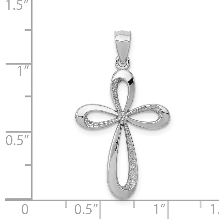14k White Gold Polished Ribbon Cross Pendant TreasureFineJewelers Necklaces