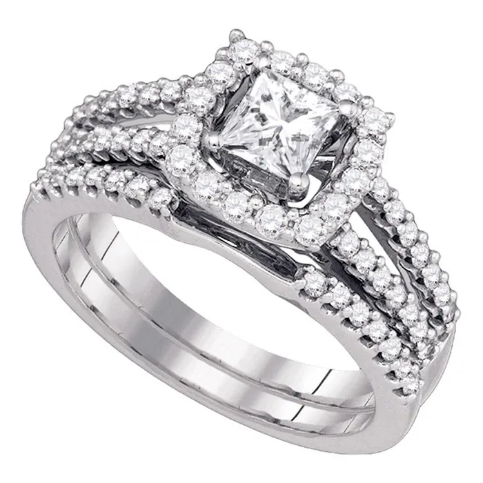 14k white gold womens princess diamond bridal wedding engagement ring band set 1 cttw81190 North Arrow Shop Rings