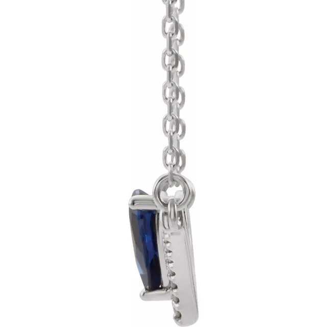 14K White LabCreated Blue Sapphire 06 CTW Diamond 16 Necklace TreasureFineJewelers Necklaces