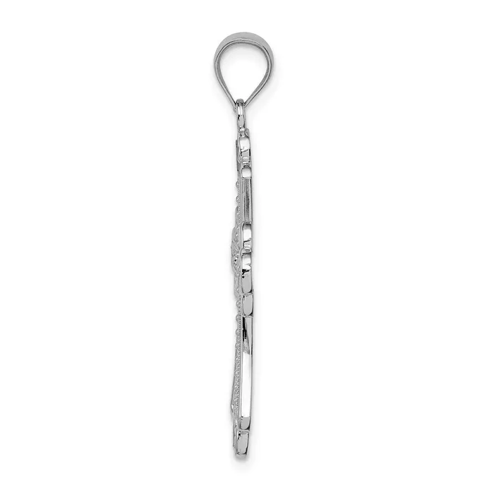 14K White Polished Diamondcut Textured Cross Pendant TreasureFineJewelers Necklaces