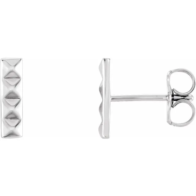 14K White Pyramid Bar Earrings TreasureFineJewelers Earrings
