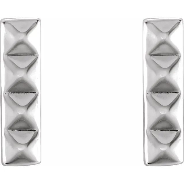 14K White Pyramid Bar Earrings TreasureFineJewelers Earrings