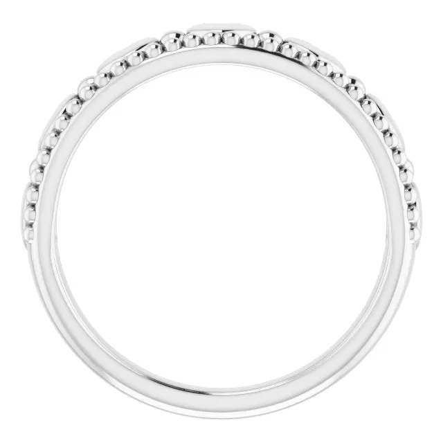 14K White Stackable Beaded Heart Ring TreasureFineJeweler Rings