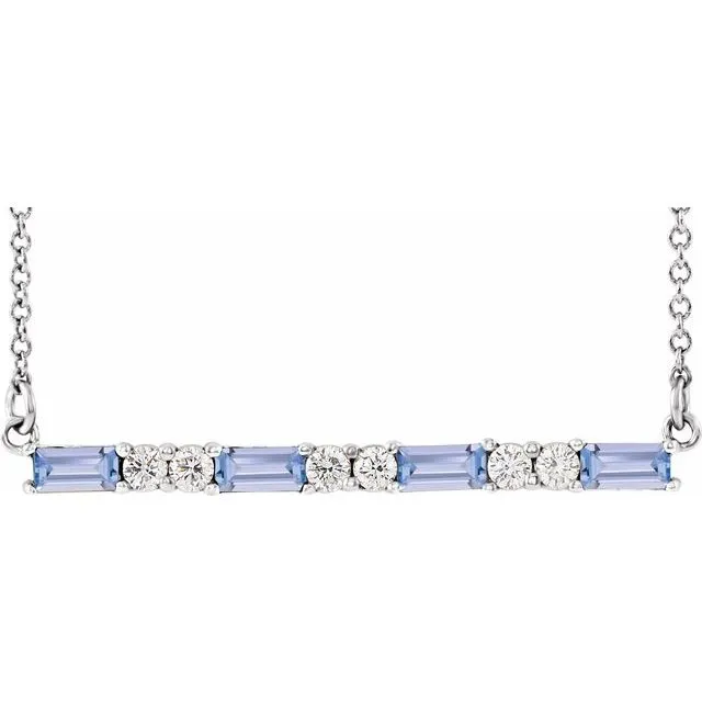 14K White Tanzanite 15 CTW Diamond Bar 1618 Necklace TreasureFineJewelers Necklaces 14K White Tanzanite 15 CTW Diamond Bar 1618 Necklace TreasureFineJewelers Necklaces