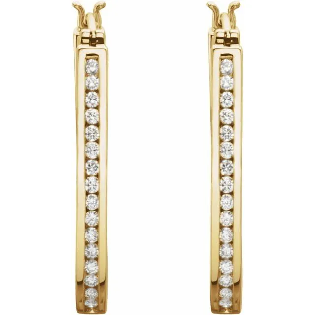 14K Yellow 1 CTW Diamond InsideOutside 30 mm Hoop Earrings TreasureFineJewelers Earrings