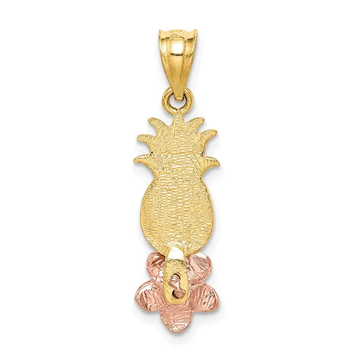 14K Yellow and Rose Gold Pineapple W Plumeria Pendant TreasureFineJewelers Necklaces