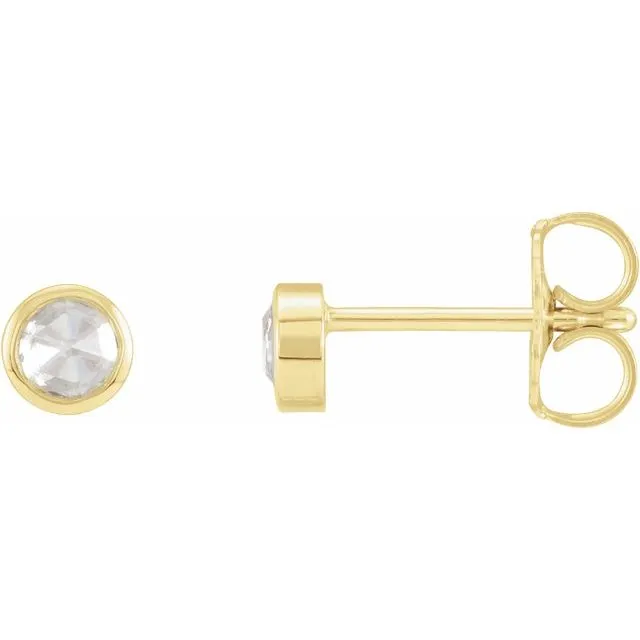 14K Yellow Gold 05 CTW Rose GoldCut Natural Diamond BezelSet Earrings TreasureFineJewelers Earrings