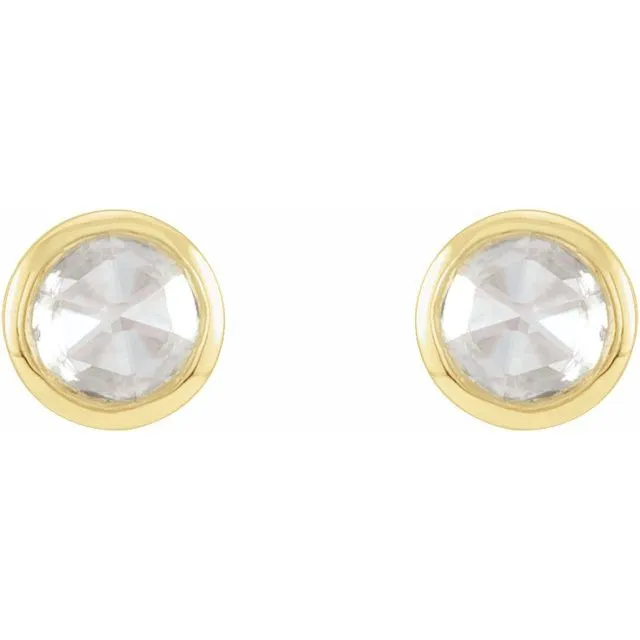 14K Yellow Gold 05 CTW Rose GoldCut Natural Diamond BezelSet Earrings TreasureFineJewelers Earrings