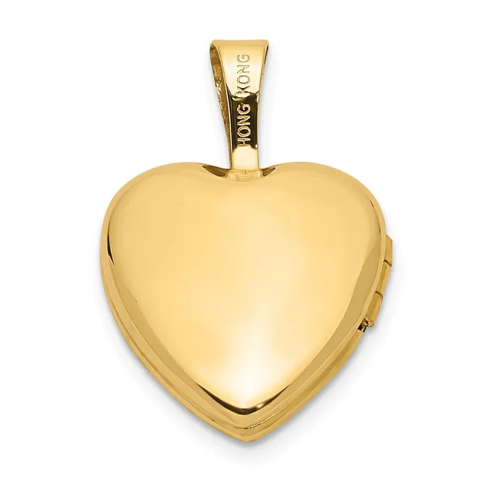 14k Yellow Gold 12mm with 01ct Diamond Heart Locket TreasureFineJewelers Necklaces
