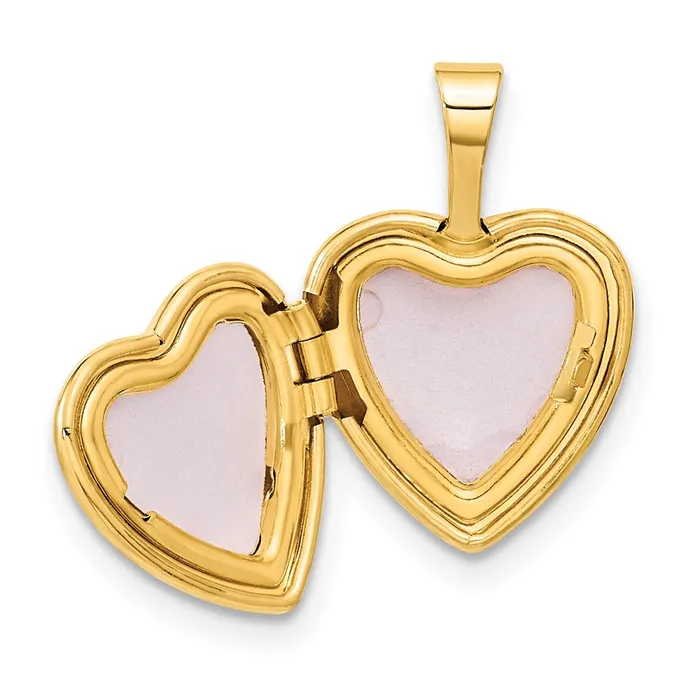 14k Yellow Gold 12mm with 01ct Diamond Heart Locket TreasureFineJewelers Necklaces