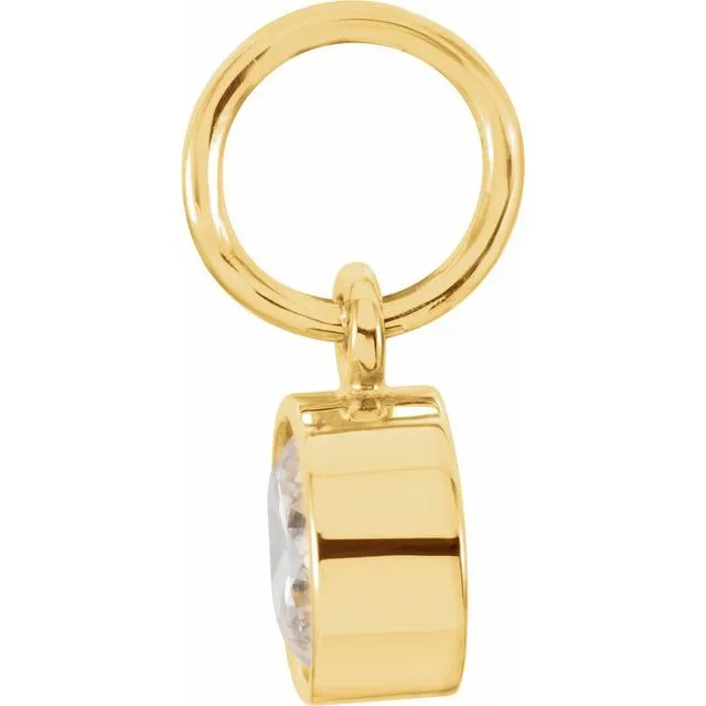 14K Yellow Gold 4 mm Round Imitation Diamond Birthstone Charm TreasureFineJewelers Charm Necklaces