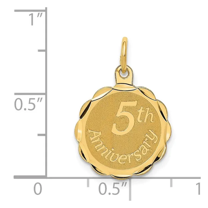 14k Yellow Gold Happy 5th ANNIVERSARY Charm TreasureFineJewelers Charm Necklaces