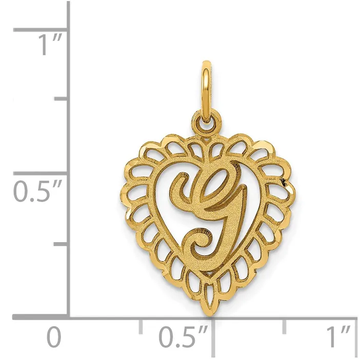 14k Yellow Gold Heart Letter G Charm TreasureFineJewelers Charm Necklaces