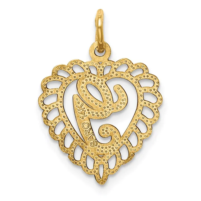 14k Yellow Gold Heart Letter G Charm TreasureFineJewelers Charm Necklaces