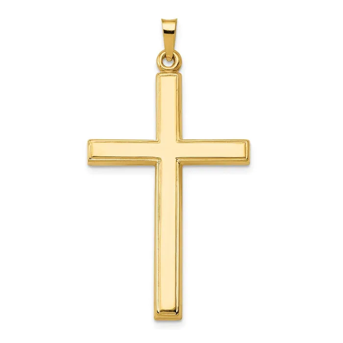 14k Yellow Gold Hollow Cross Pendant TreasureFineJewelers Necklaces
