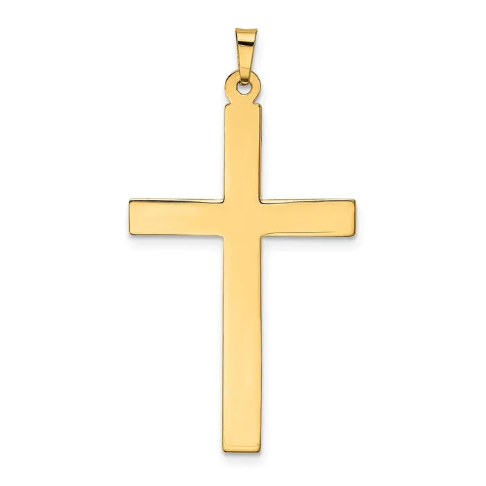 14k Yellow Gold Hollow Cross Pendant TreasureFineJewelers Necklaces