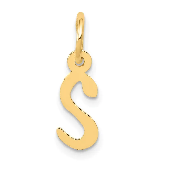 14k Yellow Gold Small Slanted Block Letter S Initial Charm TreasureFineJewelers Charm Necklaces